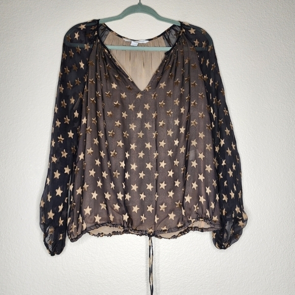 Diane von Furstenberg Star Printed Scoop Neck Blouse S - Picture 1 of 4